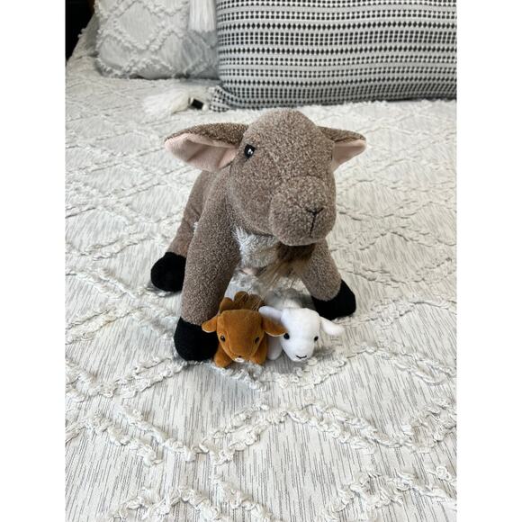 Realistic Birthing Nursing Goat with 2 Kids Stuffed Animal Plush - Picture 8 of 12